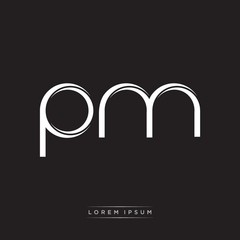 PM Initial Letter Split Lowercase Logo Modern Monogram Template Isolated on Black White