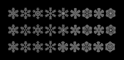 Winter vector snowflakes of handmade. Collection of snowflake, Christmas decoration.