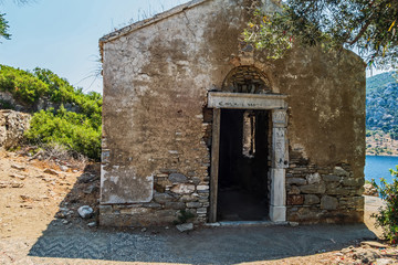 Fototapeta na wymiar Byzantine church Ancient ruins Aegean sea, Marmaris, Turkey