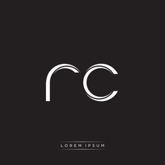 RC Initial Letter Split Lowercase Logo Modern Monogram Template Isolated on Black White