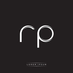 RP Initial Letter Split Lowercase Logo Modern Monogram Template Isolated on Black White