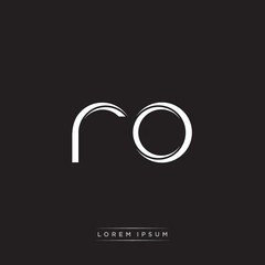 RO Initial Letter Split Lowercase Logo Modern Monogram Template Isolated on Black White