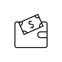 wallet with money vector Illustration on a white background Editable Stroke