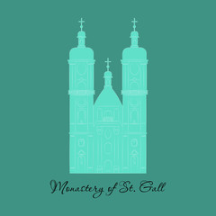 Switzerland, Abbey of Saint Gall, vector travel illustration, flat icon