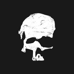 Textured imprint of skull. Black and white grunge vector. - 297542416