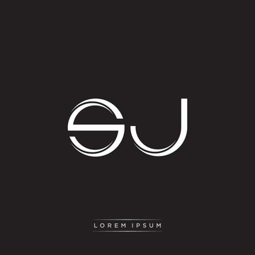 SJ Initial Letter Split Lowercase Logo Modern Monogram Template Isolated on Black White