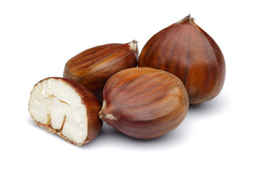 Chestnuts isolated on white background