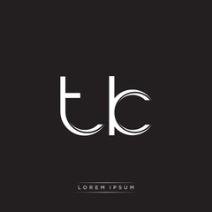 TK Initial Letter Split Lowercase Logo Modern Monogram Template Isolated on Black White