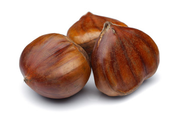 Chestnuts isolated on white background