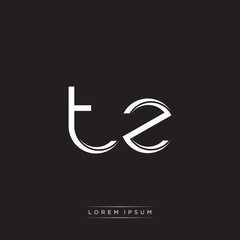 TZ Initial Letter Split Lowercase Logo Modern Monogram Template Isolated on Black White