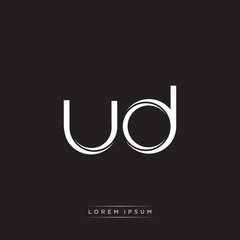 UD Initial Letter Split Lowercase Logo Modern Monogram Template Isolated on Black White