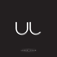 UL Initial Letter Split Lowercase Logo Modern Monogram Template Isolated on Black White