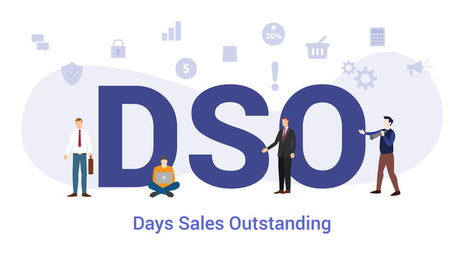 dso days sales outstanding concept with big word or text and team people with modern flat style - vector