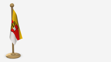 Carinthia 3D flag illustration hanging on golden flagpole.