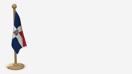 Dominica 3D flag illustration hanging on golden flagpole.