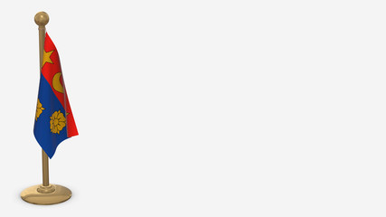 Drapeau Ville Ca Longueuil Quebec 3D flag illustration hanging on golden flagpole.