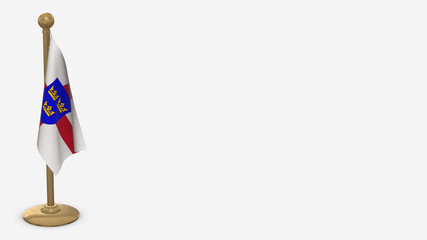 East Anglia 3D flag illustration hanging on golden flagpole.