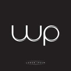 WP Initial Letter Split Lowercase Logo Modern Monogram Template Isolated on Black White