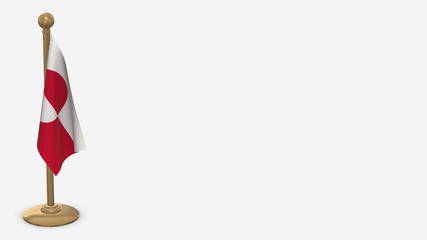 Greenland 3D flag illustration hanging on golden flagpole.