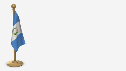 Guatemala 3D flag illustration hanging on golden flagpole.