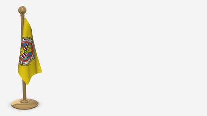 Honolulu Hawaii 3D flag illustration hanging on golden flagpole.