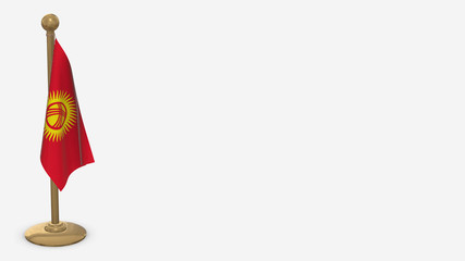 Kyrgyzstan 3D flag illustration hanging on golden flagpole.