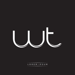 WT Initial Letter Split Lowercase Logo Modern Monogram Template Isolated on Black White