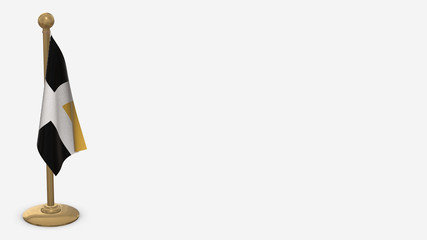 Levis 3D flag illustration hanging on golden flagpole.