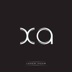 XA Initial Letter Split Lowercase Logo Modern Monogram Template Isolated on Black White