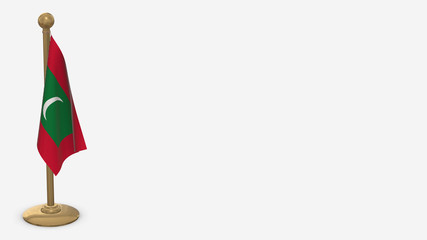 Maldives 3D flag illustration hanging on golden flagpole.