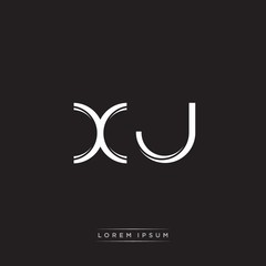 Fototapeta na wymiar XJ Initial Letter Split Lowercase Logo Modern Monogram Template Isolated on Black White
