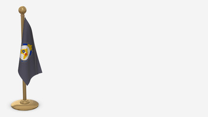 Metropolitan 3D flag illustration hanging on golden flagpole.