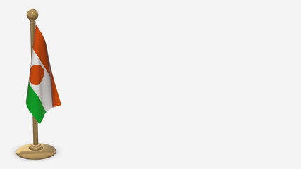 Nigeria 3D flag illustration hanging on golden flagpole.