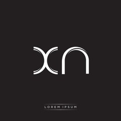 XN Initial Letter Split Lowercase Logo Modern Monogram Template Isolated on Black White