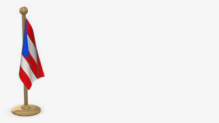 Puerto Rico 3D flag illustration hanging on golden flagpole.