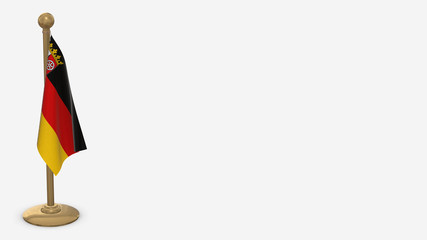 Rhineland-Palatinate 3D flag illustration hanging on golden flagpole.