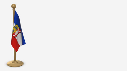 Schleswig-Holstein 3D flag illustration hanging on golden flagpole.