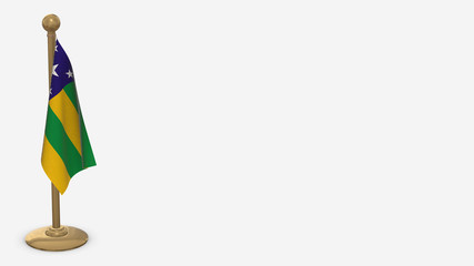 Sergipe 3D flag illustration hanging on golden flagpole.