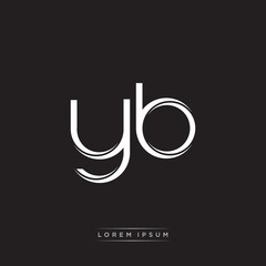YB Initial Letter Split Lowercase Logo Modern Monogram Template Isolated on Black White