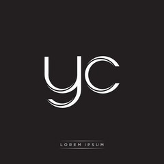 Fototapeta na wymiar YC Initial Letter Split Lowercase Logo Modern Monogram Template Isolated on Black White