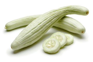 Fresh Armenian cucumbers isolated on white background
