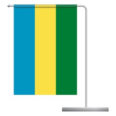 Gabon flag on pole icon