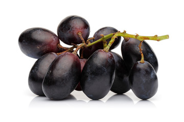 Fresh black grape isolated on white background