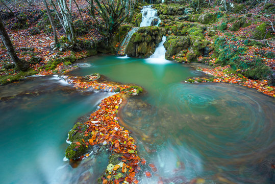 Waterfalls at Entzia mountain range, Alava, Spain