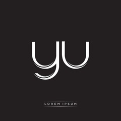 YU Initial Letter Split Lowercase Logo Modern Monogram Template Isolated on Black White