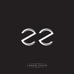 ZZ Initial Letter Split Lowercase Logo Modern Monogram Template Isolated on Black White