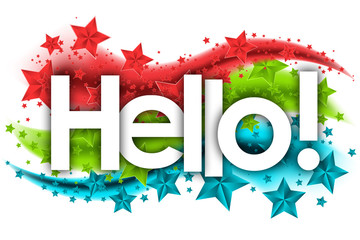 hello word in stars colored background © nali