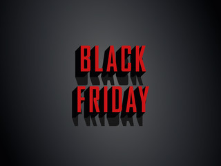 Black Friday vector banner or poster with extruded 3d typography in retro style. Special offers, deals, discounts promotion.