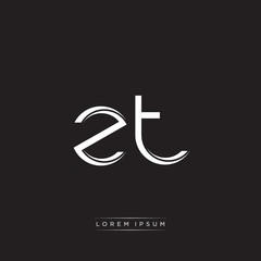 ZT Initial Letter Split Lowercase Logo Modern Monogram Template Isolated on Black White