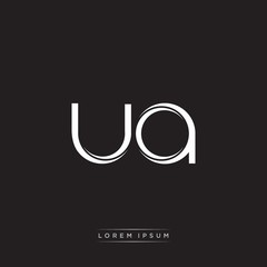 UA Initial Letter Split Lowercase Logo Modern Monogram Template Isolated on Black White